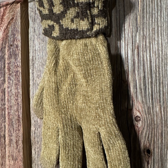 Tan and Brown Gloves with Design Print Cuffs - Picture 4 of 5